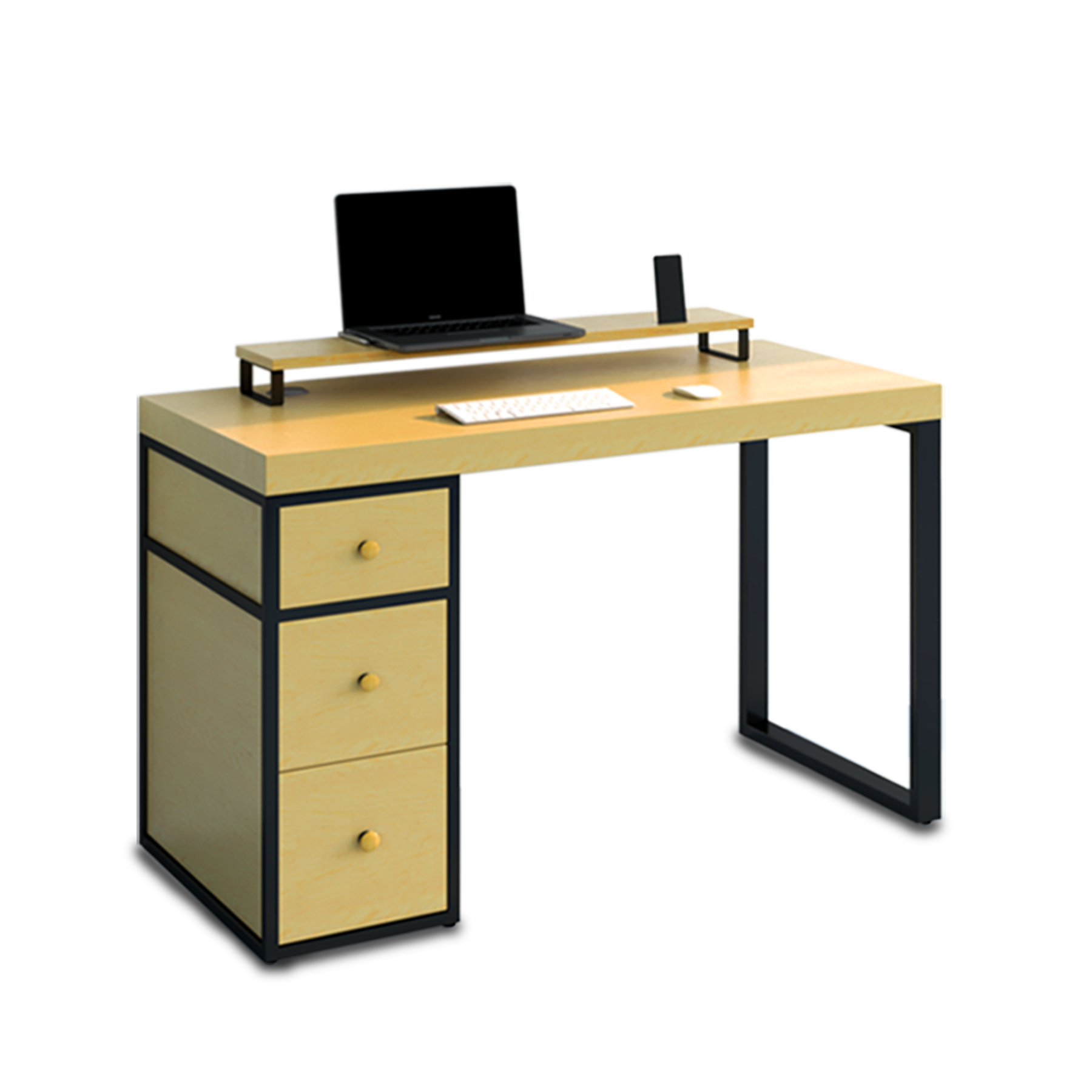 Naomi Home Ariel - Escritorio ejecutivo en forma de L con cajones,  escritorio esquinero grande y moderno con cajones de almacenamiento,  estantes
